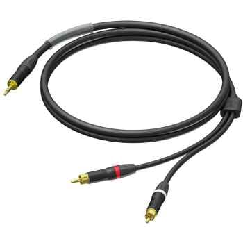 Procab PRA711-3 Cable señal audio de 3 m con 1 Jack stereo 3,5 mm y 2 RCA. UltraFLEX PRA711-3