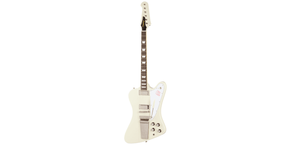 Epiphone 1963 Firebird V Maestro Vibrola Reissue Guitarra Eléctrica White con estuche epiphone 1963 firebird v