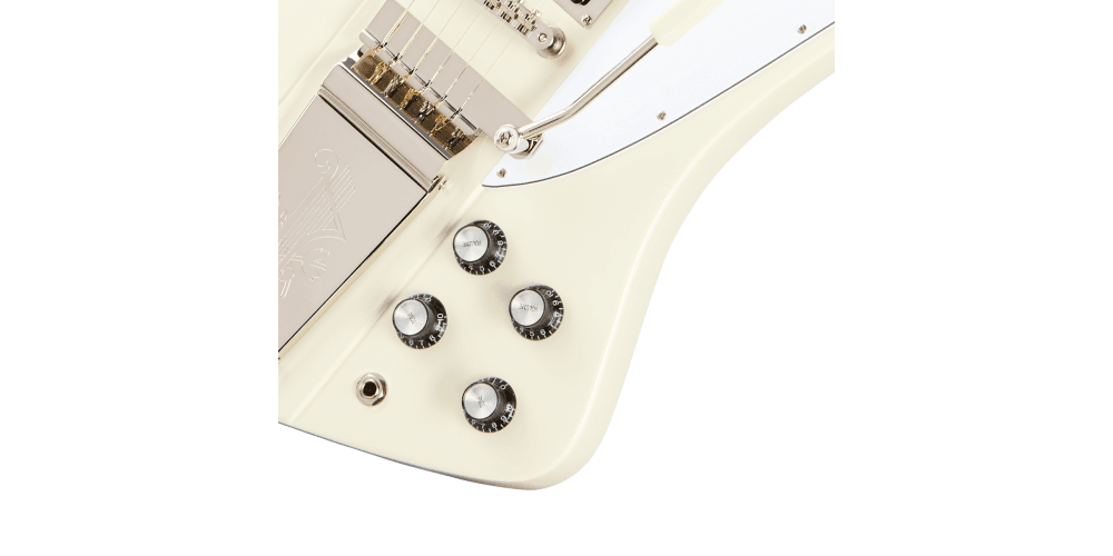 Epiphone 1963 Firebird V Maestro Vibrola Reissue Guitarra Eléctrica White con estuche epiphone 1963 firebird v