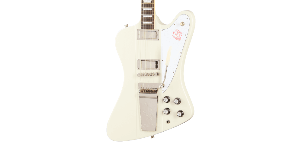 Epiphone 1963 Firebird V Maestro Vibrola Reissue Guitarra Eléctrica White con estuche epiphone 1963 firebird v