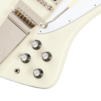 Epiphone 1963 Firebird V Maestro Vibrola Reissue Guitarra Eléctrica White con estuche epiphone 1963 firebird v