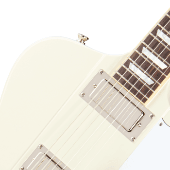 Epiphone 1963 Firebird V Maestro Vibrola Reissue Guitarra Eléctrica White con estuche epiphone 1963 firebird v