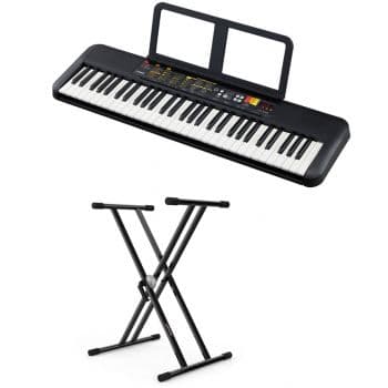 Yamaha psr-f52 teclado portátil de 61 teclas con adaptador de corriente + audibax onyx 130 soporte premium tijera doble