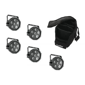 Eurolite set 5 x led sls-6 tcl spot foco + soft bag bolsa