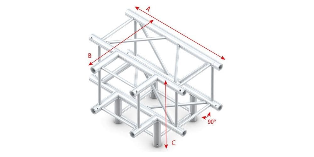 Showtec FQ40020HD T-cross + Down 4-way Heavy Duty Pro-40 Square F Truss FQ40020HD