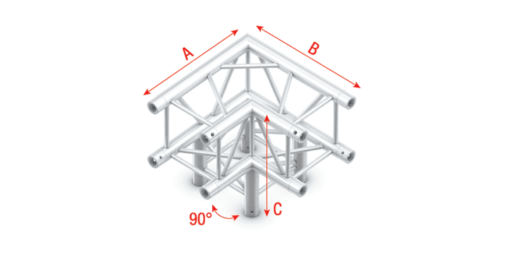 Showtec GQ30012HD Corner 3-way 90 Heavy Duty Pro-30 Square G Truss GQ30012HD
