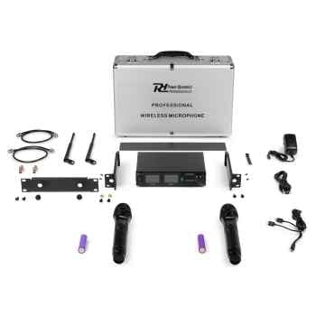 Power Dynamics PD522 Set de micrófono inalámbrico UHF con 2 micrófonos de mano PD522 Wirel.Micro UHF 2x100Ch 2HH