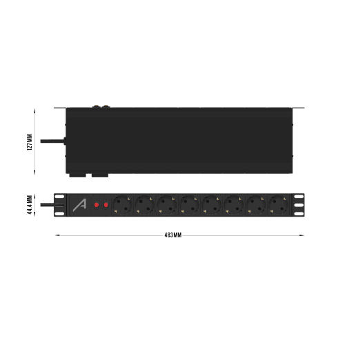 Audibax PSR16-2SF Regleta 16 Tomas Schuko para Armario Rack 19 PSR16-2SF Regleta 8x Schuko