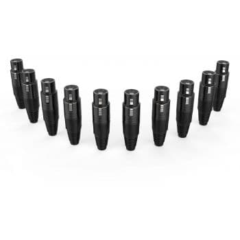 Audibax Silver Black Conector XLR Hembra Pack de 10 unidades Negro