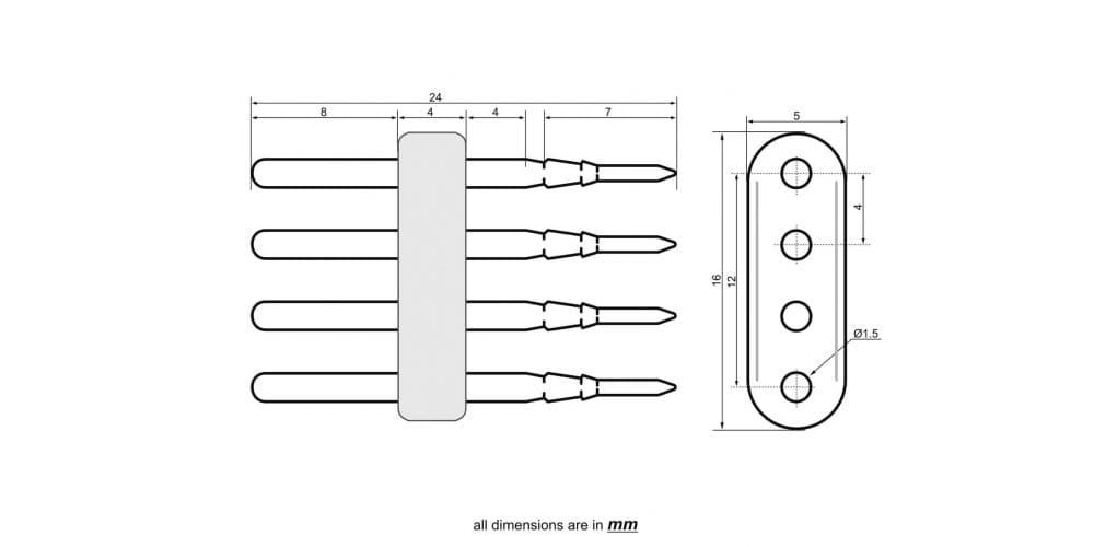 Eurolite Pin de Contacto de Potencia Cuádruple para LED Neon Flex 230V Slim RGB Pin de Contacto de Potencia Cuádruple para LED Neo