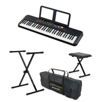 Yamaha psr-f52 teclado portátil de 61 teclas + audibax onyx pack de soporte teclado / piano + banqueta + funda teclado 61 teclas