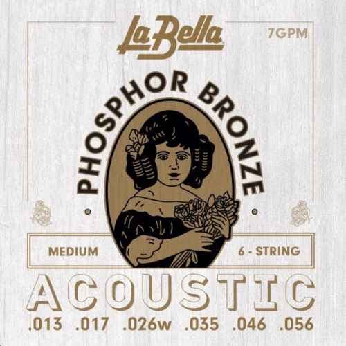 La Bella 7GPM Juego De Cuerdas Para Guitarra Acústica Medium 13-56 7GPM