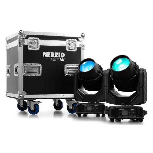 Beamz Nereid Conjunto 2 cabezas moviles y Flightcase Nereid120W LED IP66 Mov.Head 2 inFC