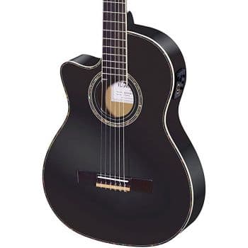 Ortega rce145lbk guitarra clásica para zurdos electrificada black