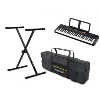 Yamaha psr-f52 teclado portátil de 61 teclas + audibax onyx pack single soporte de teclado + funda teclado 61 teclas