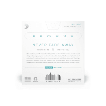 D´addario XSE1252W Cuerdas para guitarra eléctrica XS Nickel, calibre fino 3ª entorchada, 12-52 XSE1252W