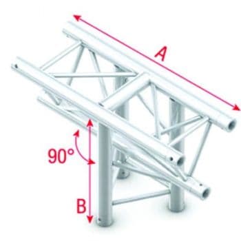 Showtec PT30035 T-Cross ver. 3-way, apex down - 50cm Pro-30 Triangle P Truss PT30035