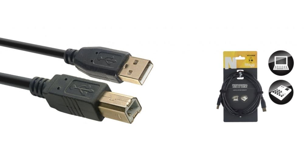 Stagg NCC3UAUB Cable USB 2.0, USB A/ USB B de 3 metros NCC3UAUB