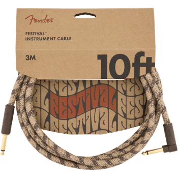 Fender festival cable jack recto a jack acodado pure hemp brown stripe. 3 metros