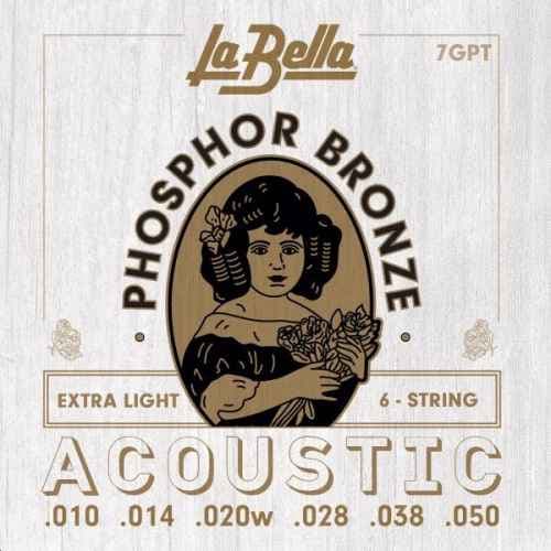 La Bella 7GPT Juego De Cuerdas Para Guitarra Acústica Extra Light 10-50 7GPT