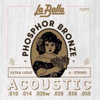 La Bella 7GPT Juego De Cuerdas Para Guitarra Acústica Extra Light 10-50 7GPT
