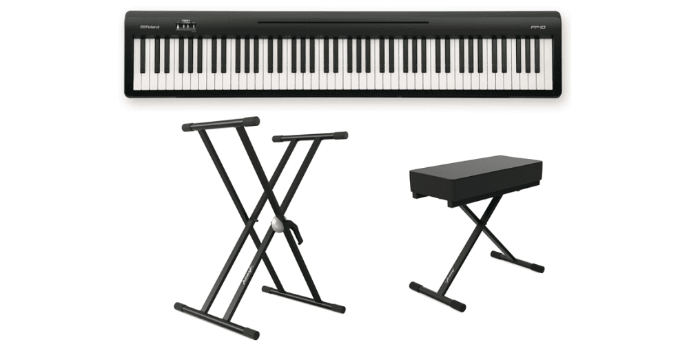 Roland FP10 Piano Digital Negro + Audibax Onyx 130 Soporte Premium + Audibax KB150