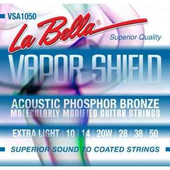 La Bella VSA1050 Juego De Cuerdas Para Guitarra Acústica Vapor Shield Extra Light VSA1050