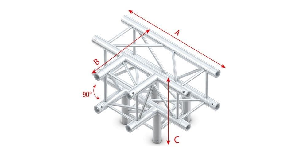 Showtec FQ30040 T-Cross + down 4-way - 50cm Pro-30 Square F Truss FQ30040