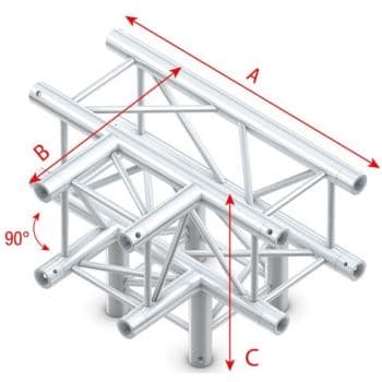 Showtec FQ30040 T-Cross + down 4-way - 50cm Pro-30 Square F Truss FQ30040