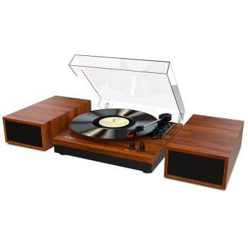 Wiibo mustang 1970-bt light brown tocadiscos vintage bluetooth con altavoces incorporados premium ( reacondicionado )