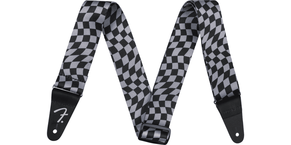 Fender Wavy Checkerboard Polyester Strap Gray Correa Guitarra Wavy Checkerboard Polyester Strap Gray