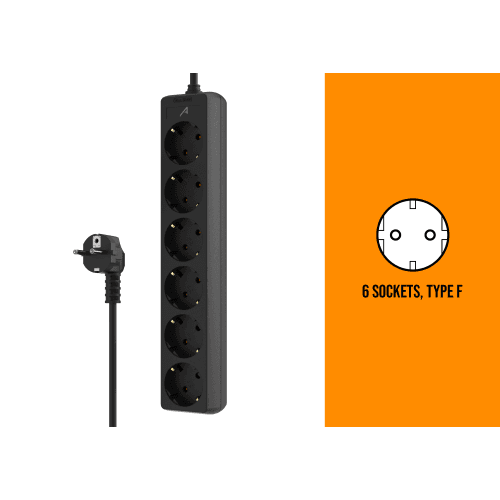 Audibax PS6-150-15 Regleta 6 Tomas Schuko 1,5m 1,5 mm² PS6-150-15