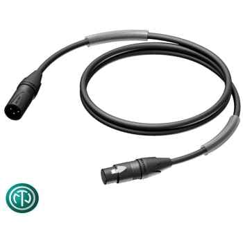 Procab PRA901-3 Cables XLR/XLR con conectores Neutrik Negros NC3MXX-BAG macho + NC3FXX-BAG hembra y funda termo retráctil para marcaje PRA901-3