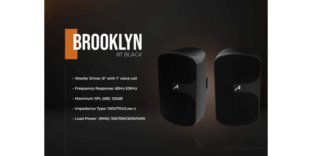 Audibax Brooklyn 8T BK Pareja de Altavoces Pasivos Potencia RMS 100V-5W/10W/20W/40W ( REACONDICIONADO ) Brooklyn 8T BK