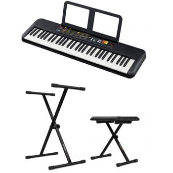 Yamaha psr-f52 teclado portátil de 61 teclas + audibax onyx pack v2 de soporte teclado / piano + banqueta