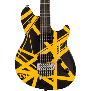 Evh wolfgang special striped black y yellow guitarra eléctrica funda incluída