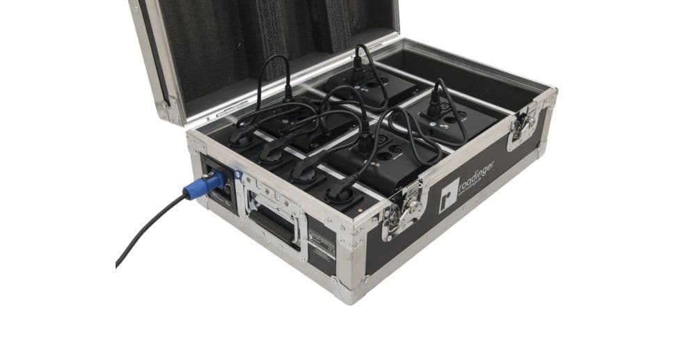 Roadinger 4x Akku TL-3 Trusslight QuickDMX Con Función de Carga Flightcase Flightcase 4x AKKU TL-3 Trusslight QuickDMX con Fu