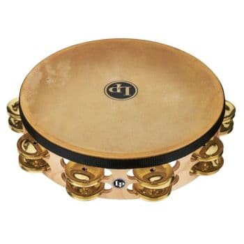 Latin percussion lp384-br pandereta pro, 10 pulgadas, doble fila, latón