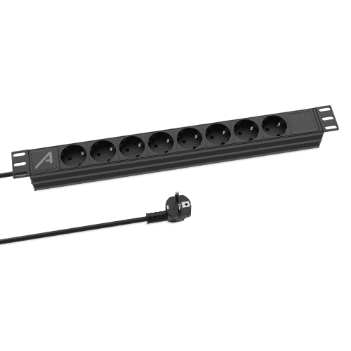 Audibax PSR8 Regleta 8 Tomas Schuko para Armario Rack 19" 1U con Interruptor On/Off PSR8 Regleta
