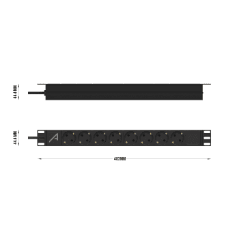 Audibax PSR8 Regleta 8 Tomas Schuko para Armario Rack 19" 1U con Interruptor On/Off PSR8 Regleta