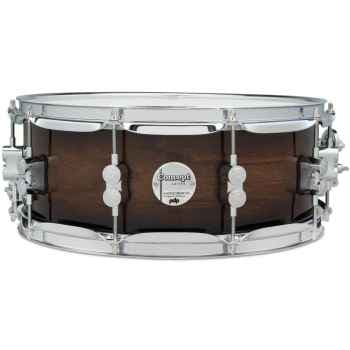 Drum workshop pdcmx5514sswc pdp concept series maple exotic snare, 5.5x14, walnut to charcoal burst chrome hardware