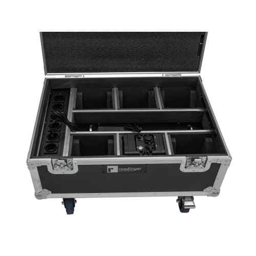 Roadinger 6x AKKU IP TL-3 QCL Flightcase con función de carga y ruedas 6x AKKU IP TL-3 QCL