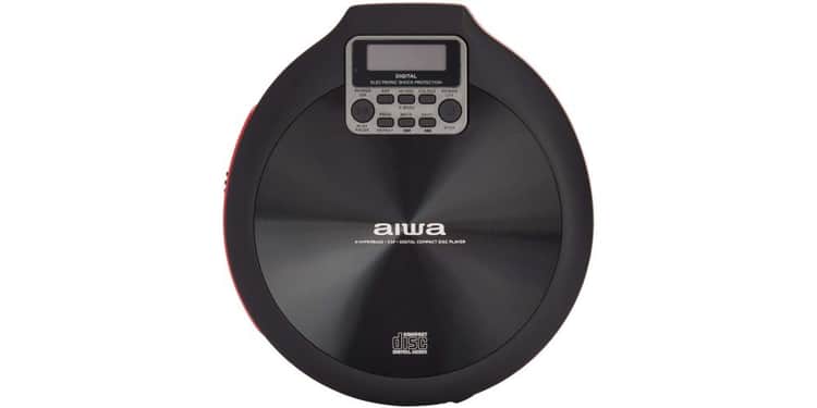 Aiwa pcd-810rd cd portátil discman. baterías recargables. funda y auriculares botón incluidos