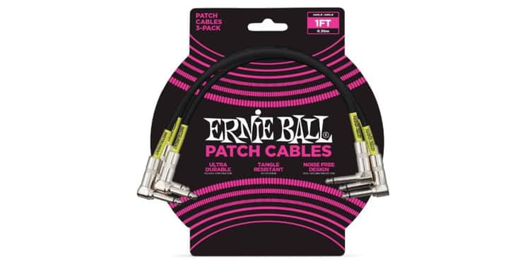 Ernie ball 6075 cable patch jack a jack 30 cm. negro pack 3 unid